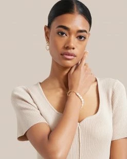 Gisel B Celebrate 24K Gold Plated Pearl Detail Chain Bracelet