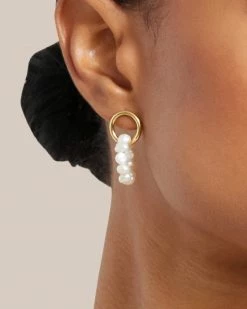 Gisel B Celebrate 24K Silver Gold Plated Pearl Ring Earrings