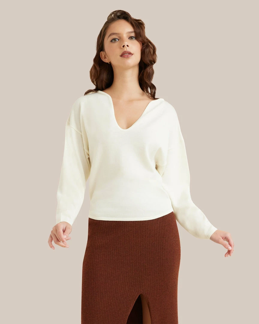 Sky Ocean Development Limited Bree Scallop-Neck Merino Wool Sweater Clothing