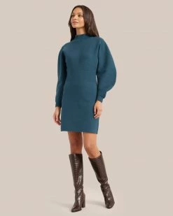 Hwa Fong Company Celebrate Moya Mock-Neck Mini Sweater Dress