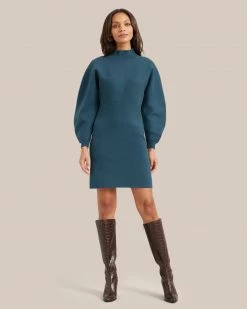 Hwa Fong Company Celebrate Moya Mock-Neck Mini Sweater Dress