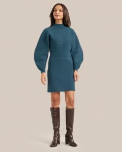 Hwa Fong Company Celebrate Moya Mock-Neck Mini Sweater Dress