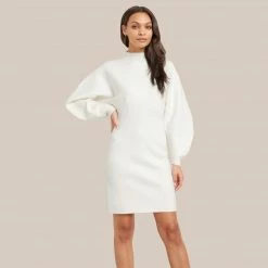Hwa Fong Company Celebrate Moya Mock-Neck Mini Sweater Dress