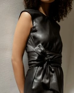Hua Jia Pilar Vegan Leather Tie-Front Dress