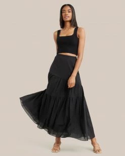 Fashion Apparels Runa Tiered Cotton Maxi Skirt