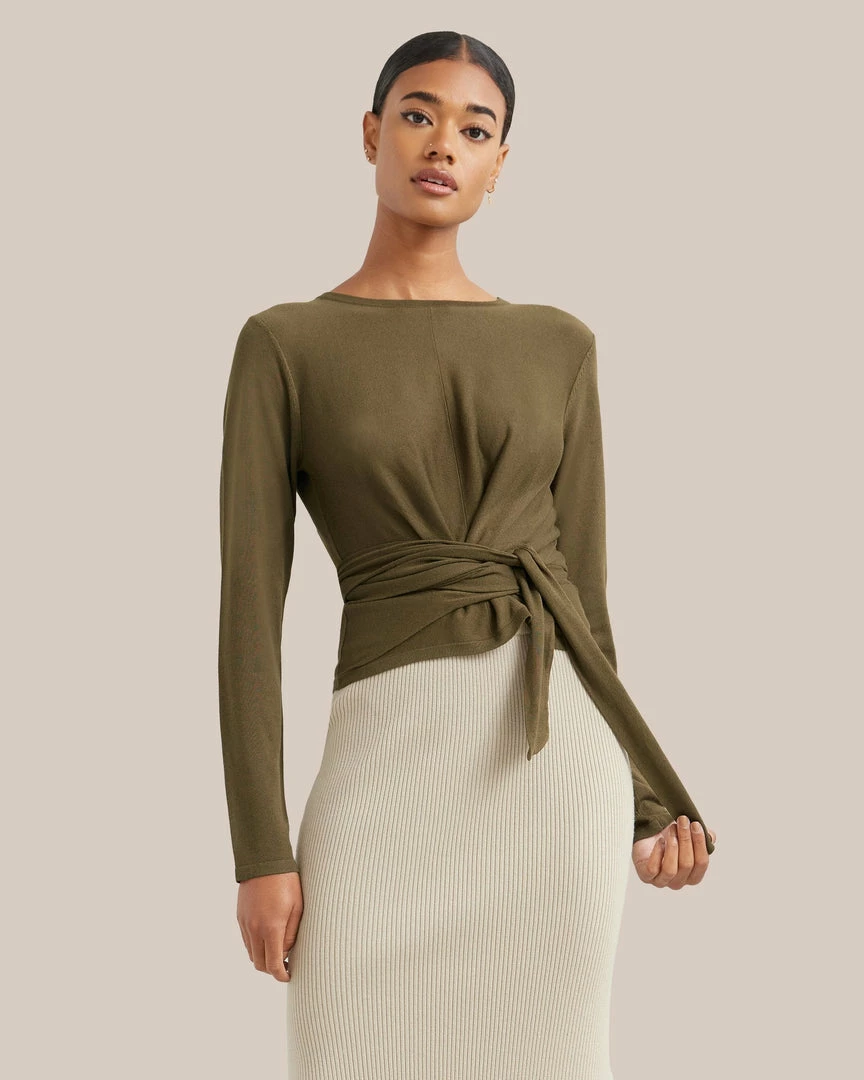 Hwa Fong Company Stevie Long-Sleeve Wrap Sweater Clothing