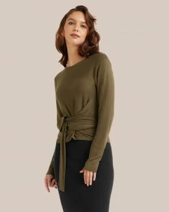 Hwa Fong Company Stevie Long-Sleeve Wrap Sweater Clothing