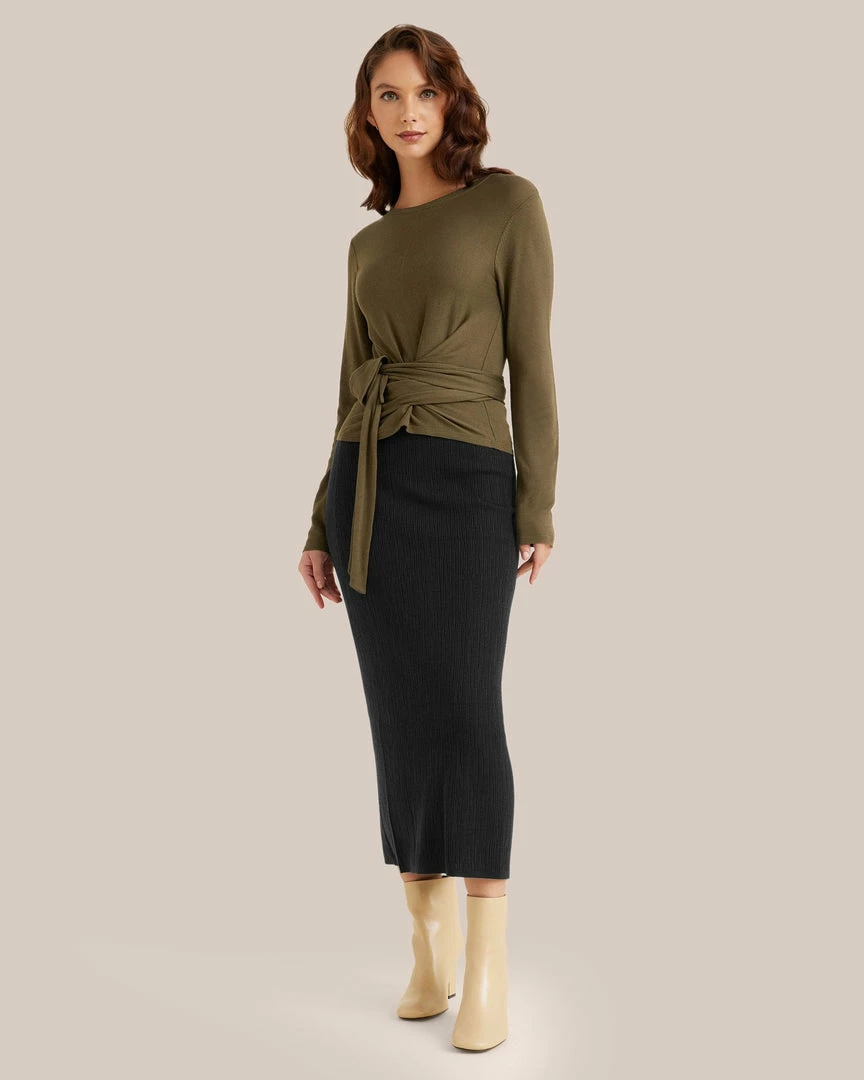 Hwa Fong Company Stevie Long-Sleeve Wrap Sweater Clothing