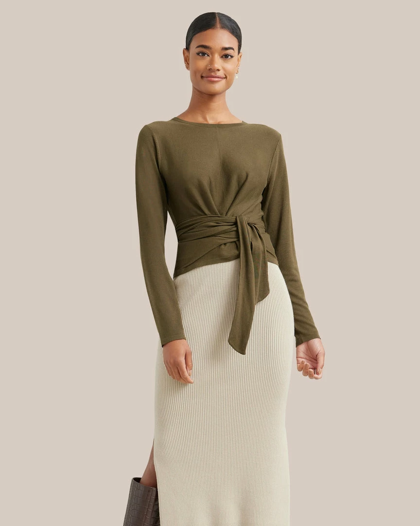 Hwa Fong Company Stevie Long-Sleeve Wrap Sweater Clothing