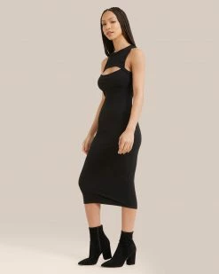 Fore Collection Trina Front Cutout Ribbed Knit Dress