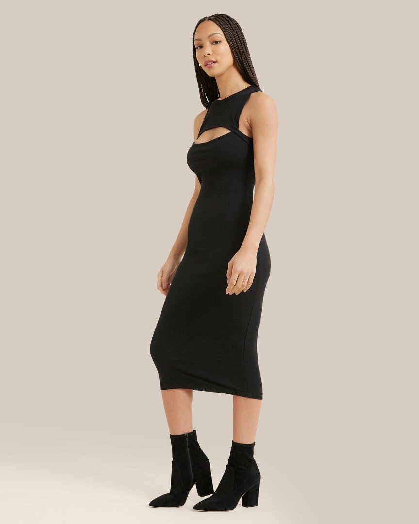 Fore Collection Trina Front Cutout Ribbed Knit Dress