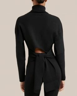 Modern Ref Clothing Vereena Cut-Out Back Turtleneck Sweater