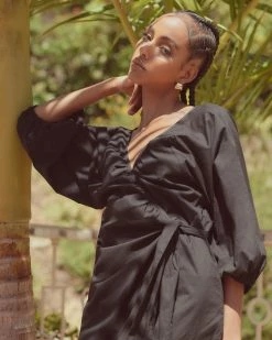 Fashion Apparels Opal Puff Sleeve Wrap Dress