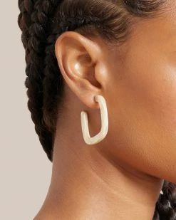 Machete Accessories Acetate Square Midi Hoop Earrings