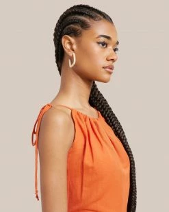 Machete Accessories Acetate Square Midi Hoop Earrings