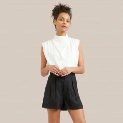 Hua Jia Allegra Gathered-Neck Sleeveless Blouse Celebrate