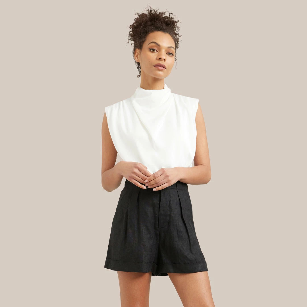 Hua Jia Allegra Gathered-Neck Sleeveless Blouse Celebrate