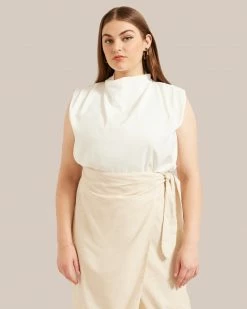 Hua Jia Allegra Gathered-Neck Sleeveless Blouse Celebrate