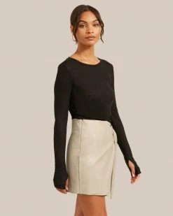 Hua Jia Celebrate Arabella Vegan Leather Wrap Mini Skirt