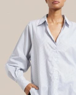 Fashion Apparels Ash Striped Button Up Shirt