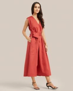 Fashion Apparels Claudette Tie Waist Cotton Dress Vacation