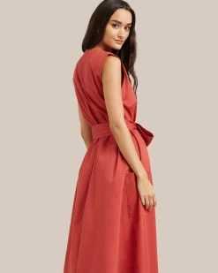 Fashion Apparels Claudette Tie Waist Cotton Dress Vacation