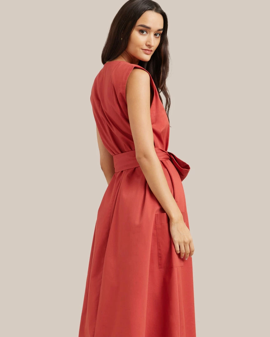 Fashion Apparels Claudette Tie Waist Cotton Dress Vacation