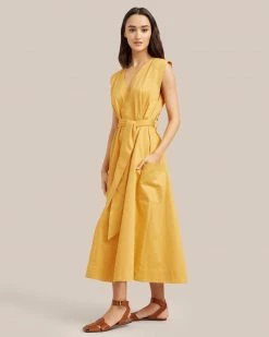 Fashion Apparels Claudette Tie Waist Cotton Dress Vacation