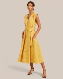 Fashion Apparels Claudette Tie Waist Cotton Dress Vacation