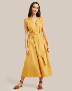 Fashion Apparels Claudette Tie Waist Cotton Dress Vacation
