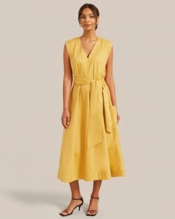 Fashion Apparels Claudette Tie Waist Cotton Dress Vacation