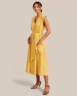 Fashion Apparels Claudette Tie Waist Cotton Dress Vacation