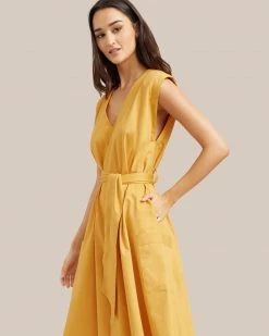 Fashion Apparels Claudette Tie Waist Cotton Dress Vacation
