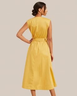 Fashion Apparels Claudette Tie Waist Cotton Dress Vacation