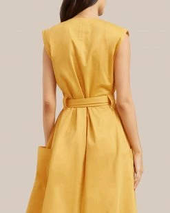 Fashion Apparels Claudette Tie Waist Cotton Dress Vacation