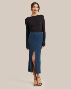 Hwa Fong Company Delaney Front Slit Knit Skirt