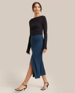 Hwa Fong Company Delaney Front Slit Knit Skirt