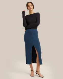 Hwa Fong Company Delaney Front Slit Knit Skirt