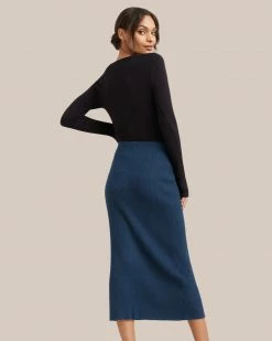 Hwa Fong Company Delaney Front Slit Knit Skirt