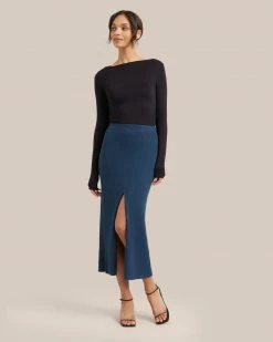 Hwa Fong Company Delaney Front Slit Knit Skirt