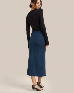 Hwa Fong Company Delaney Front Slit Knit Skirt