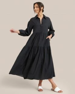 Fashion Apparels Delia Organic Cotton Poplin Tiered Maxi Dress