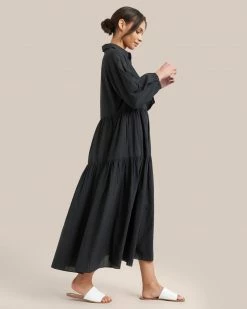 Fashion Apparels Delia Organic Cotton Poplin Tiered Maxi Dress