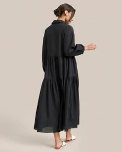 Fashion Apparels Delia Organic Cotton Poplin Tiered Maxi Dress