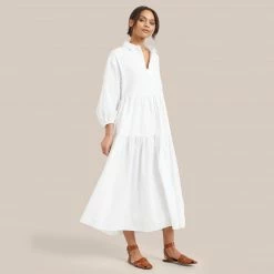 Fashion Apparels Delia Organic Cotton Poplin Tiered Maxi Dress