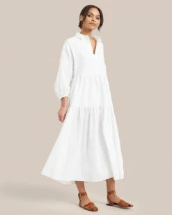 Fashion Apparels Delia Organic Cotton Poplin Tiered Maxi Dress