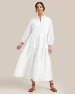 Fashion Apparels Delia Organic Cotton Poplin Tiered Maxi Dress