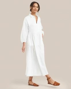 Fashion Apparels Delia Organic Cotton Poplin Tiered Maxi Dress