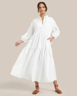Fashion Apparels Delia Organic Cotton Poplin Tiered Maxi Dress