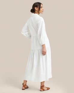 Fashion Apparels Delia Organic Cotton Poplin Tiered Maxi Dress